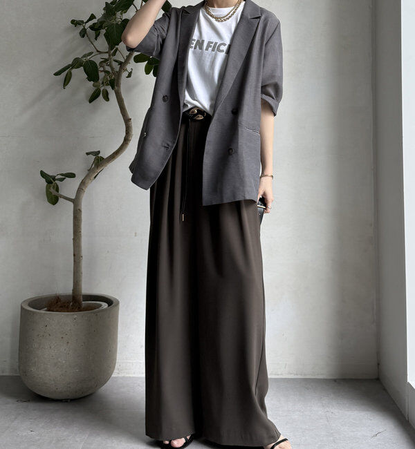  「【累計販売数3万枚突破/21色4サイズ展開！】タックワイドパンツ」|チノ|