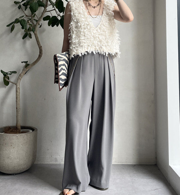  「【累計販売数3万枚突破/21色4サイズ展開！】タックワイドパンツ」|チノ|