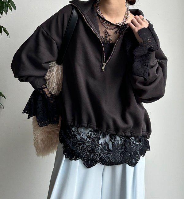  「レースフレアブラウス」|シャツ・ブラウス|ブラック