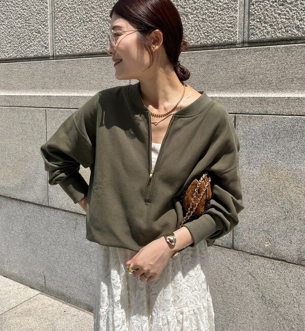  「【新色追加】【インフルエンサー OKOCHI企画】ハーフジップスウェット」|Tシャツ・カットソー|カーキ