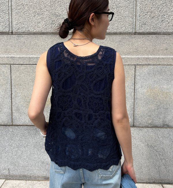  「刺繍前後2WAYレースタンク」|シャツ・ブラウス|