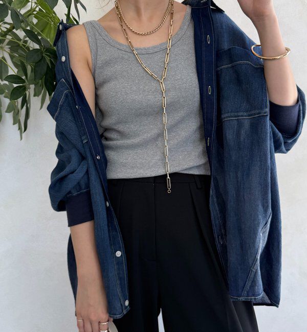  「【新色追加】リブタンク」|Tシャツ・カットソー|グレー