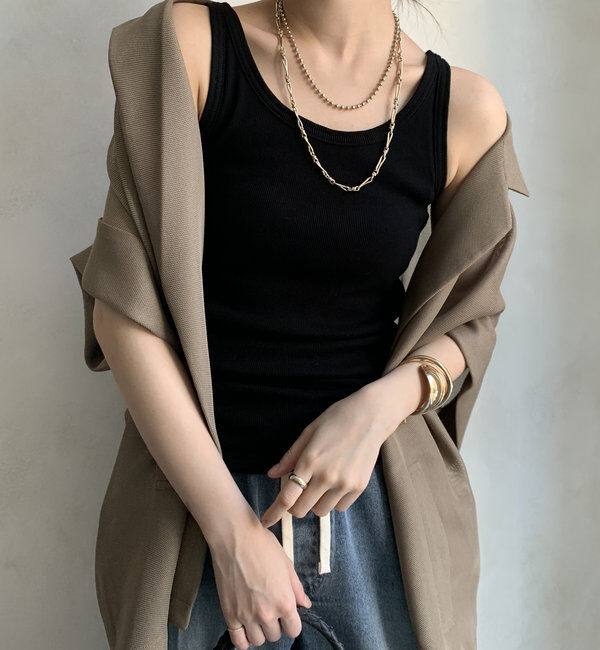  「【新色追加】リブタンク」|Tシャツ・カットソー|ブラック