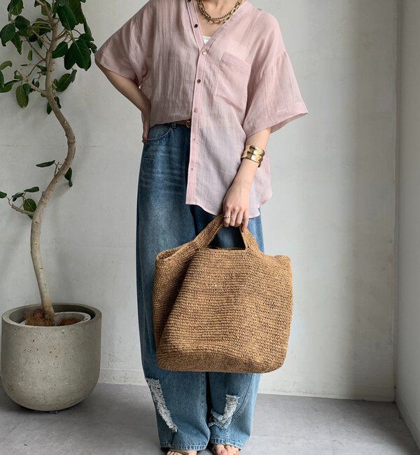  「リヨセルリネン半袖VVシャツ」|シャツ・ブラウス|