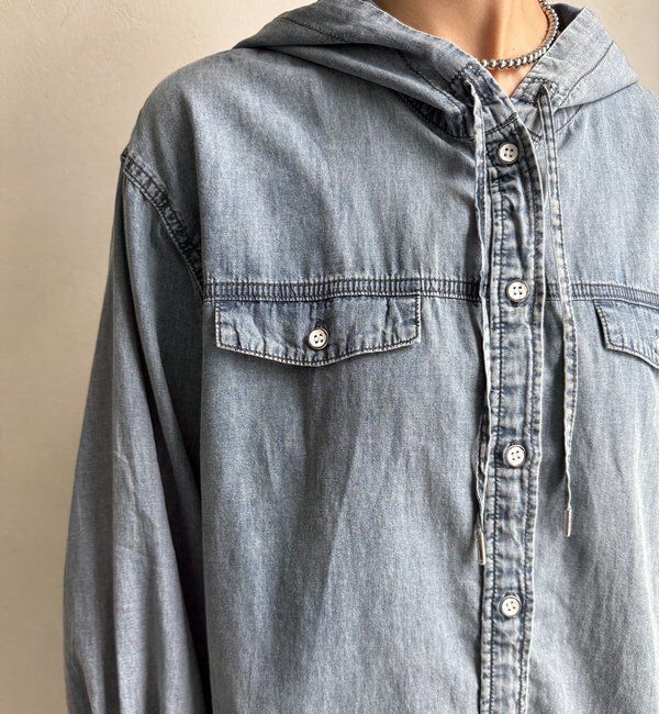  「シアーデニムフーディーシャツ」|シャツ・ブラウス|