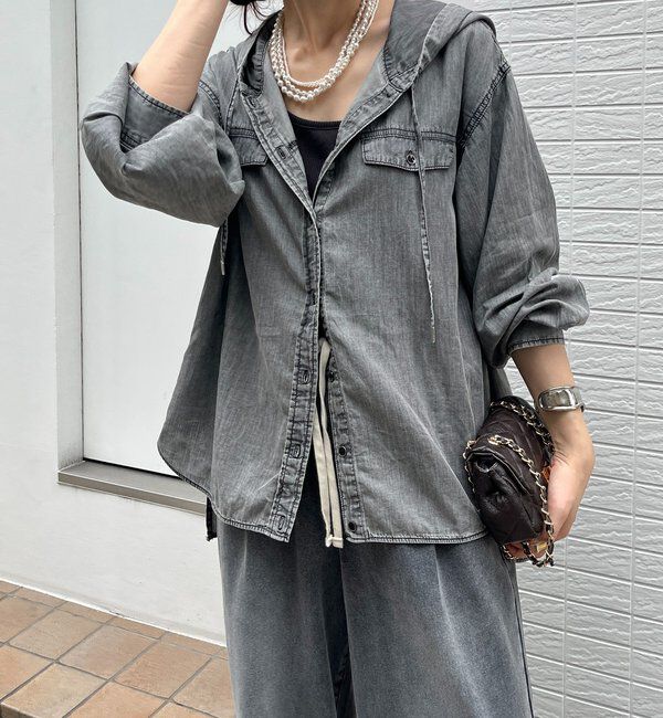  「シアーデニムフーディーシャツ」|シャツ・ブラウス|