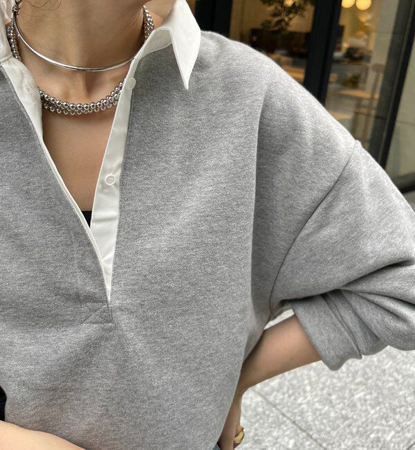  「【インフルエンサー OKOCHI企画】シャツ襟ラガースウェットトップス」|Tシャツ・カットソー|