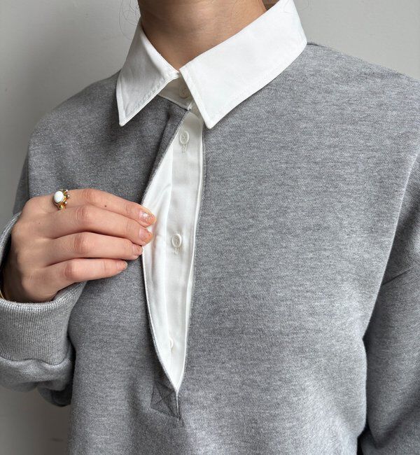  「【インフルエンサー OKOCHI企画】シャツ襟ラガースウェットトップス」|Tシャツ・カットソー|