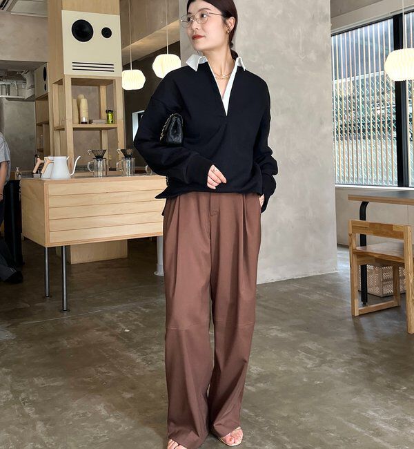  「【インフルエンサー OKOCHI企画】シャツ襟ラガースウェットトップス」|Tシャツ・カットソー|