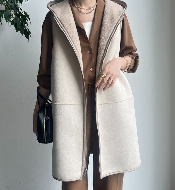  「ボア切替フーディージレ」|ベスト・ジレ|