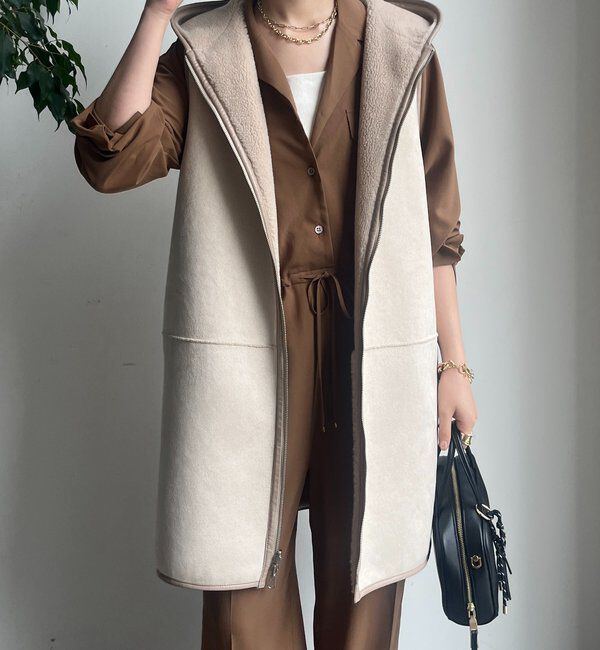  「ボア切替フーディージレ」|ベスト・ジレ|