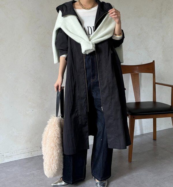  「フィブリルタッチフーディージップロングコート」|その他|