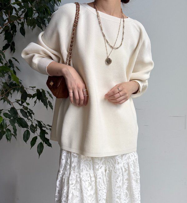  「ストレッチヤーン片畦ポンチョニット」|ニット・セーター|