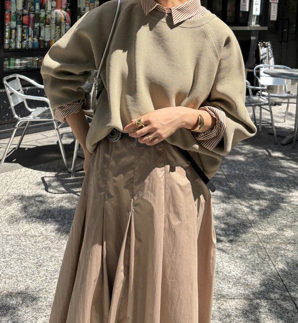  「ストレッチヤーン片畦ポンチョニット」|ニット・セーター|