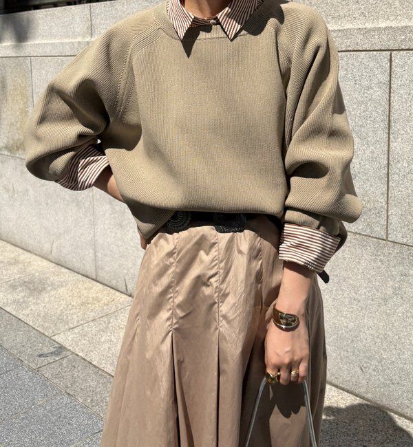  「ストレッチヤーン片畦ポンチョニット」|ニット・セーター|