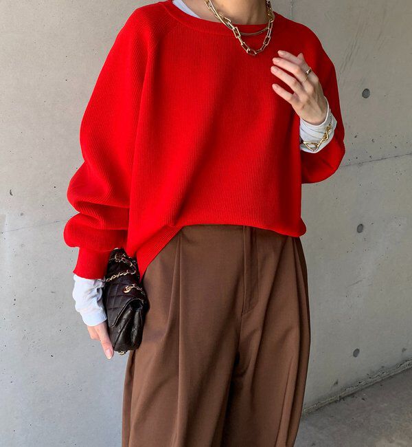  「ストレッチヤーン片畦ポンチョニット」|ニット・セーター|