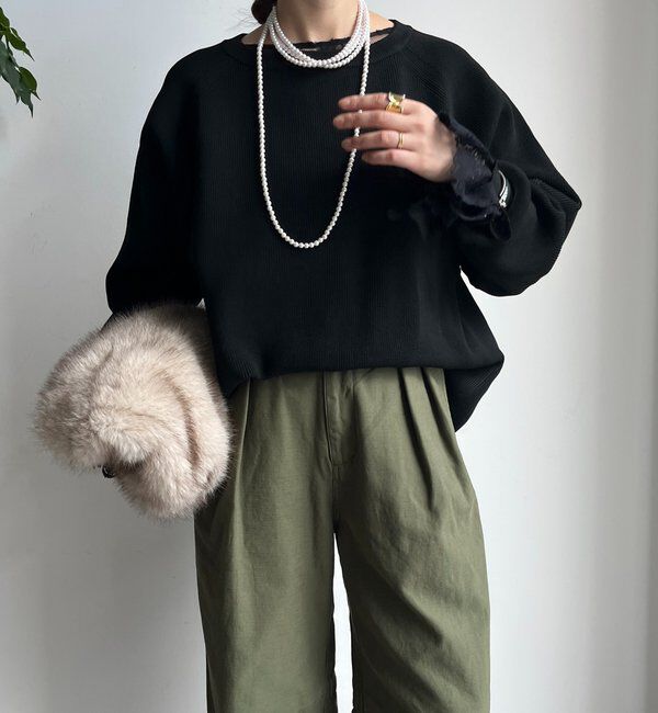  「ストレッチヤーン片畦ポンチョニット」|ニット・セーター|