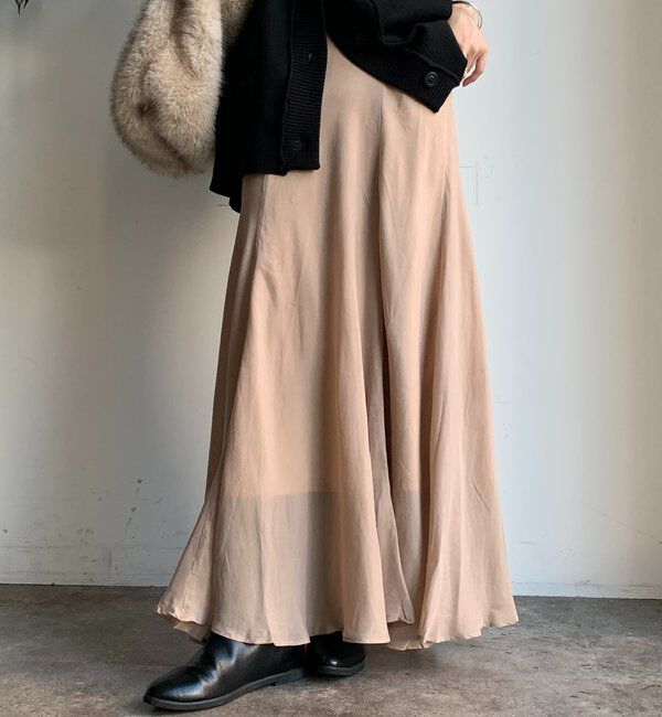  「キュプラフレアスカート」|スカート|ベージュ