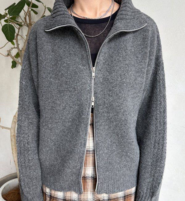  「【WEB限定】ダブルジップニットブルゾン」|カーディガン|