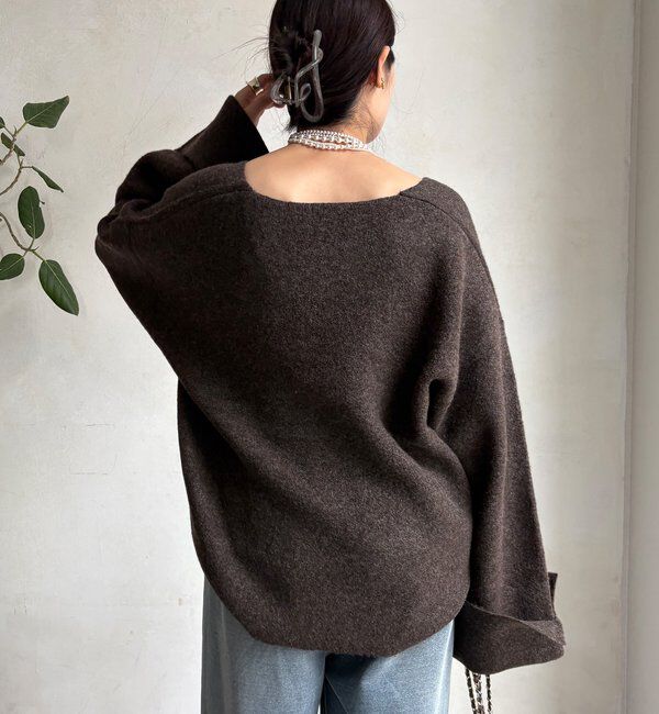 「【WEB限定】深Vワイドスリーブプルオーバー」|ニット・セーター|