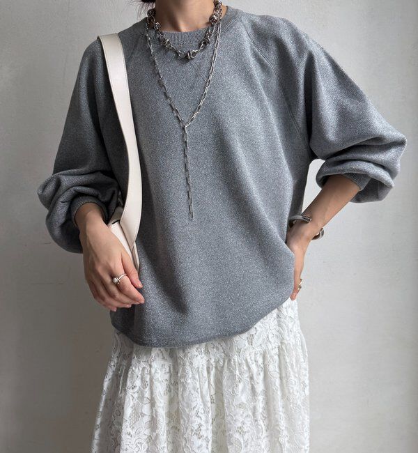  「ラメニットプルオーバー」|ニット・セーター|シルバー