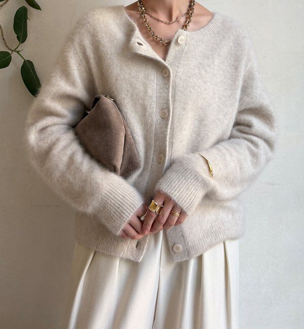 「ファーカシミヤカーディガン」|カーディガン|ホワイト