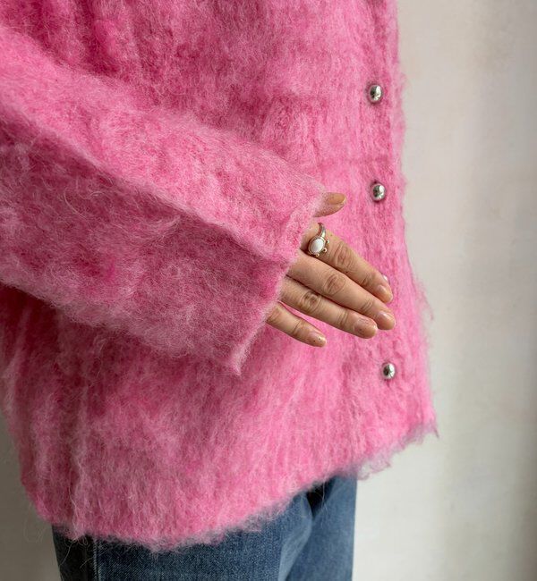  「ブラッシュ加工シルバーボタンカーディガン」|カーディガン|