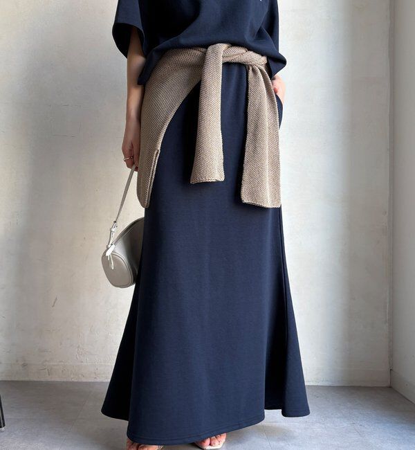  「【セットアップ可能】マーメイドカットフレアスカート」|スカート|ネイビー