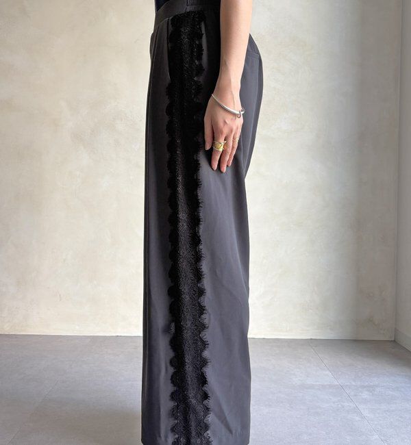  「サイドレースタックワイドパンツ」|チノ|