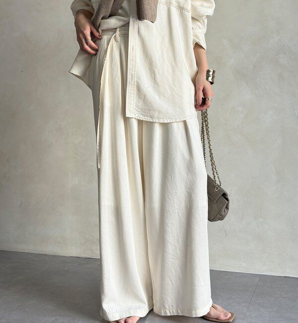  「【セットアップ可能】リヨセルタックパンツ」|チノ|オフホワイト