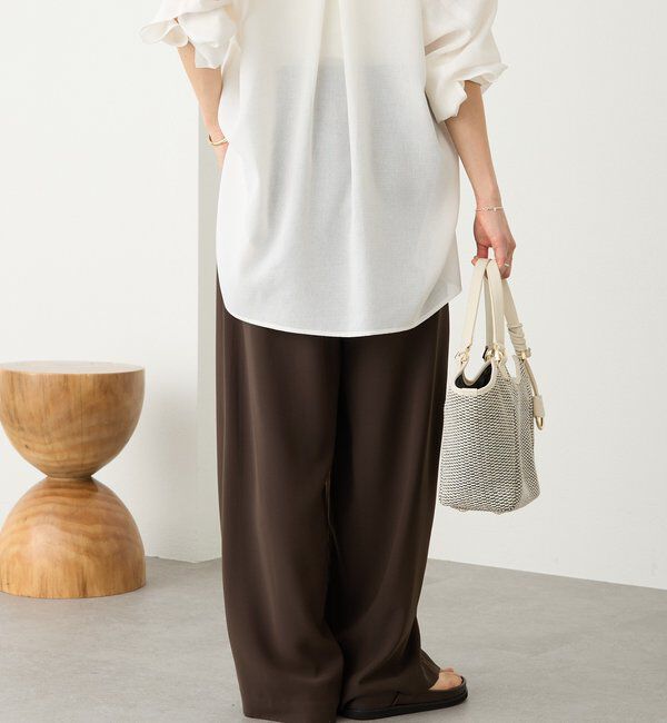  「【ウォッシャブル】【シーズンレスで使える】タックワイドスラックス」|チノ|