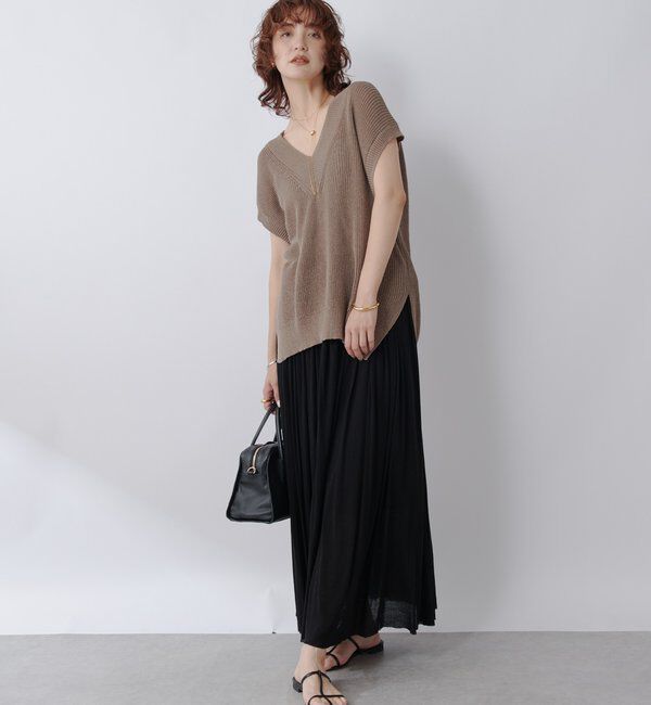  「【ウォッシャブル】ギマコットンニットベスト」|ニット・セーター|