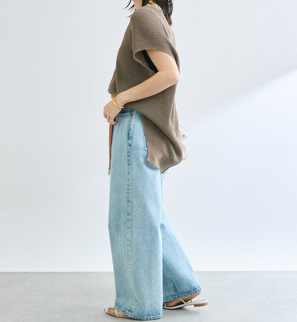  「【ウォッシャブル】ギマコットンニットベスト」|ニット・セーター|