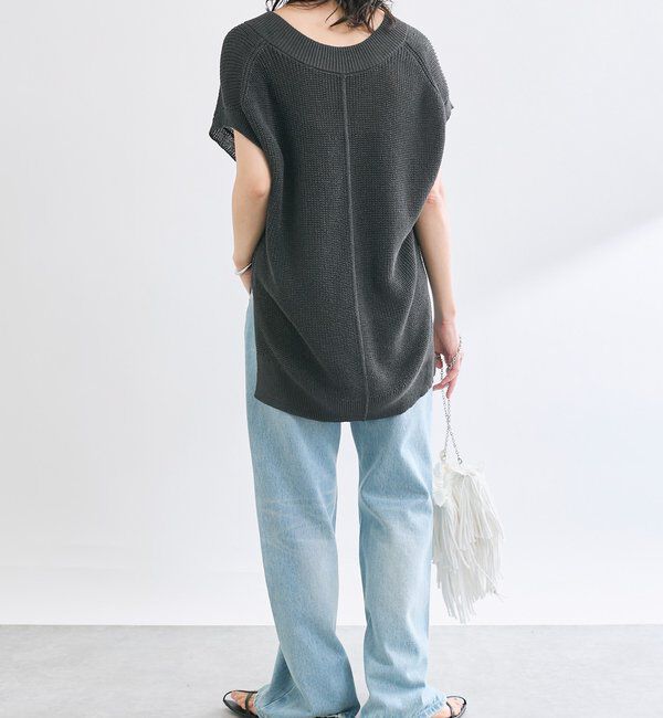  「【ウォッシャブル】ギマコットンニットベスト」|ニット・セーター|