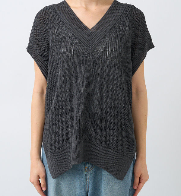  「【ウォッシャブル】ギマコットンニットベスト」|ニット・セーター|