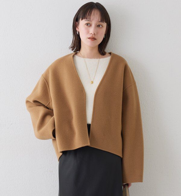  「【上品見え】ウールリバーショートコート」|その他|