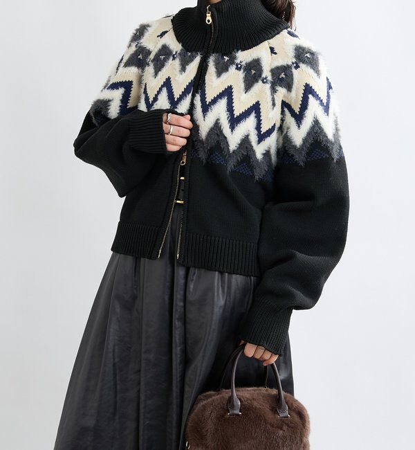  「【モダンな印象】ノルディックニットブルゾン」|カーディガン|