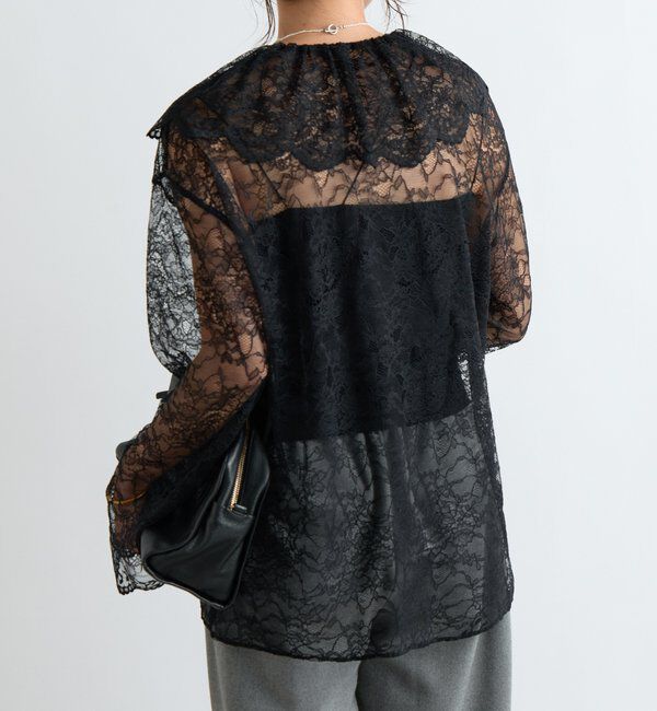  「【繊細なレースがアクセントに】フリルカラーレースブラウス」|シャツ・ブラウス|