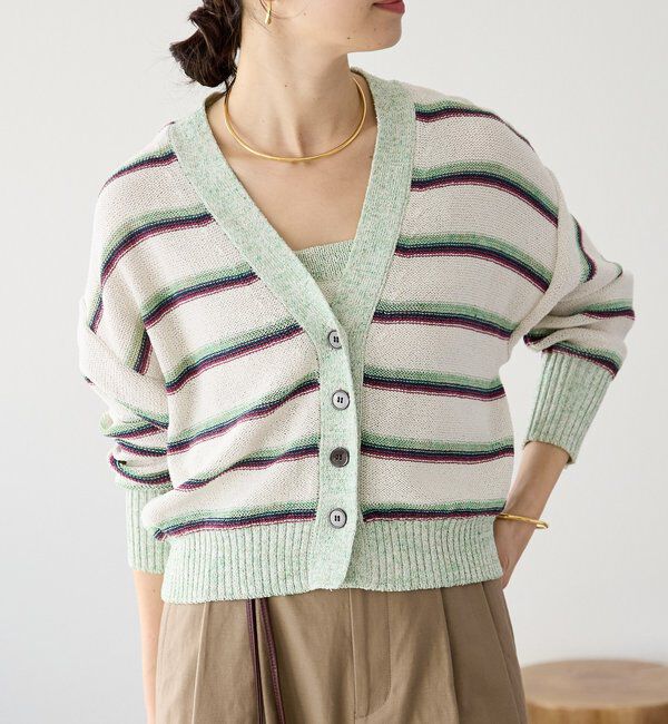  「【アンサンブル着用可能】マルチボーダーニットキャミ」|ニット・セーター|
