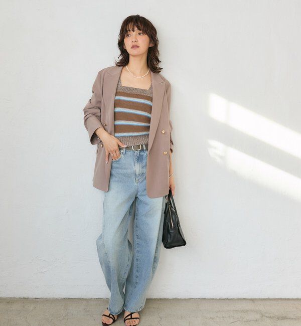  「【アンサンブル着用可能】マルチボーダーニットキャミ」|ニット・セーター|