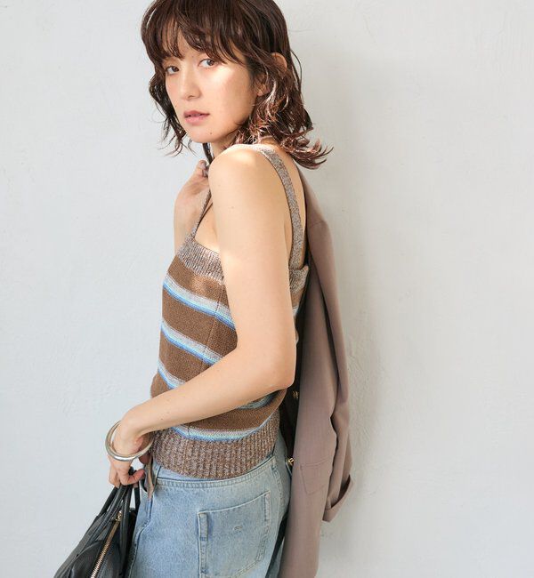  「【アンサンブル着用可能】マルチボーダーニットキャミ」|ニット・セーター|