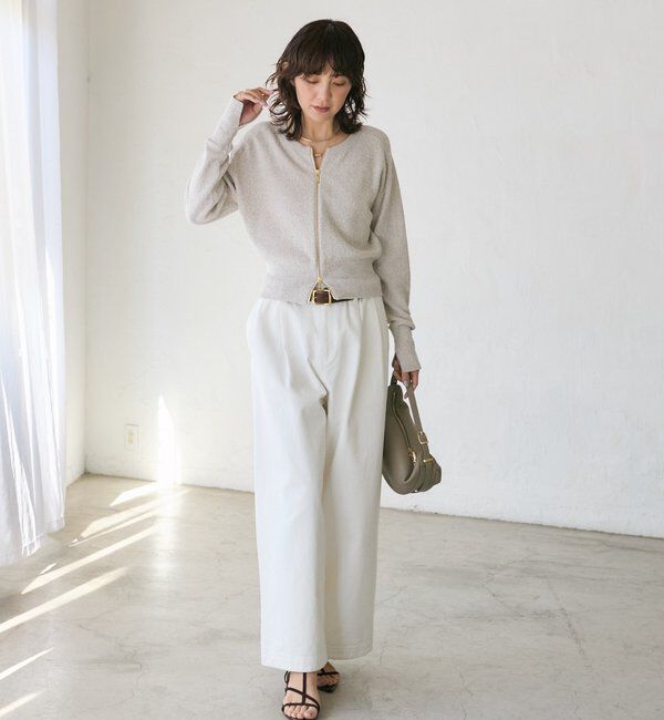  「【大人のこなれ感】メランジブークレーZIPニット」|カーディガン|