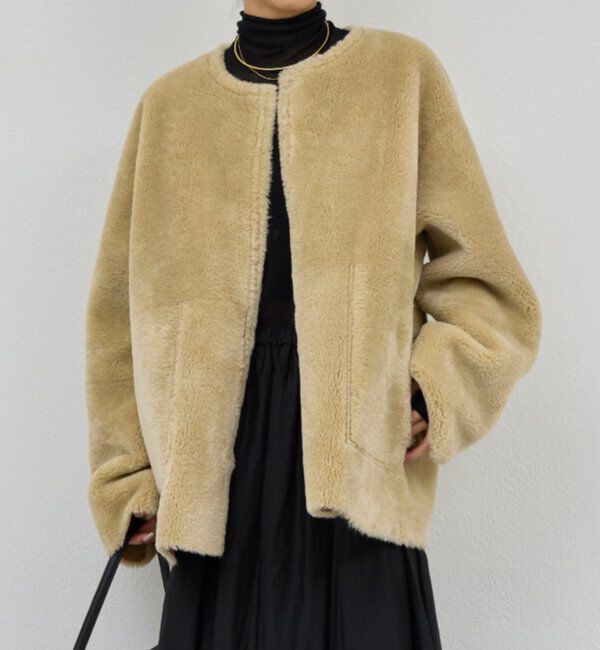  「【2way】リバーシブルフェイクムートンコート」|その他|ベージュ