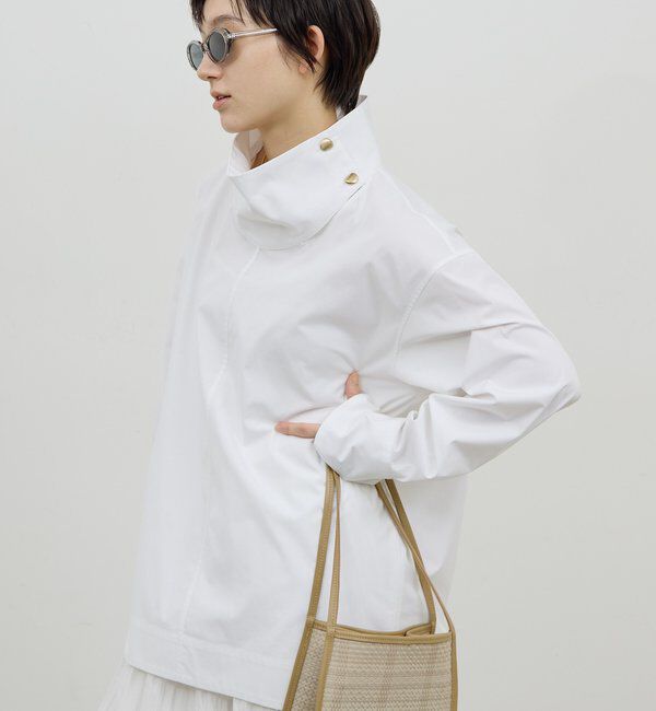  「【手洗い可】ハイネックコットンシャツ」|シャツ・ブラウス|