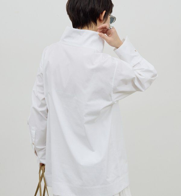  「【手洗い可】ハイネックコットンシャツ」|シャツ・ブラウス|