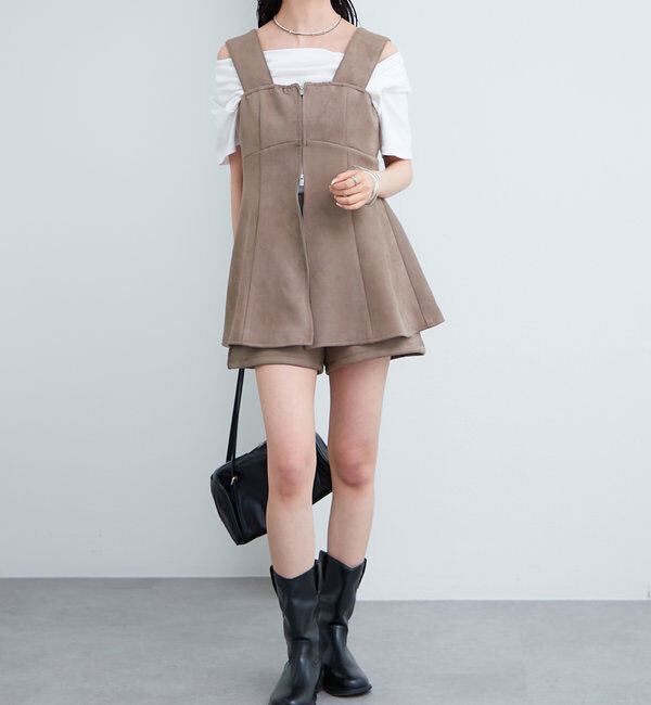  「フェイクスウェードペプラムビスチェ」|シャツ・ブラウス|