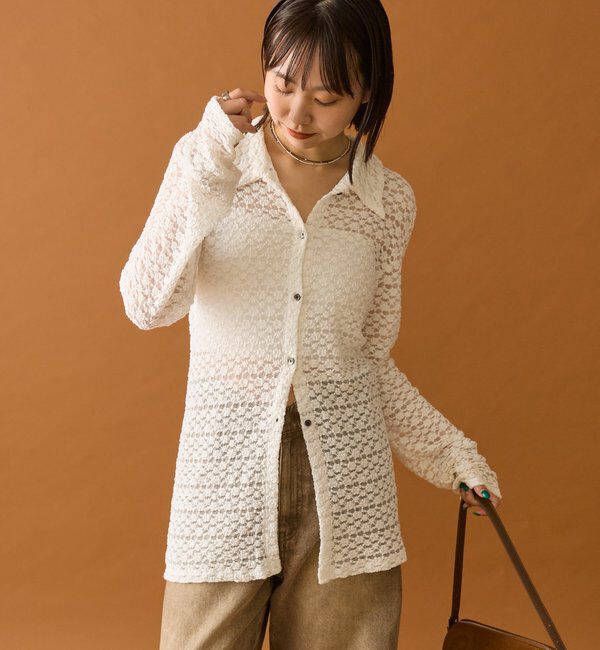  「襟付きレースカーディガン」|カーディガン|