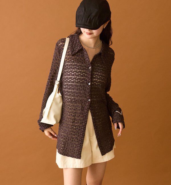  「襟付きレースカーディガン」|カーディガン|