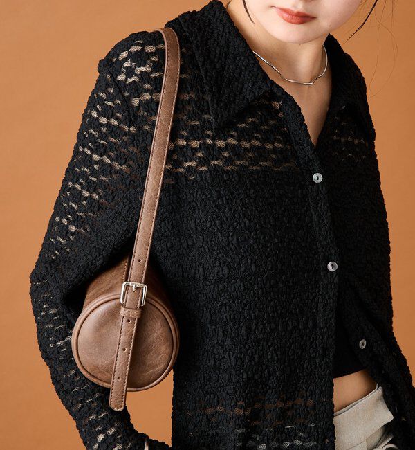  「襟付きレースカーディガン」|カーディガン|ブラック