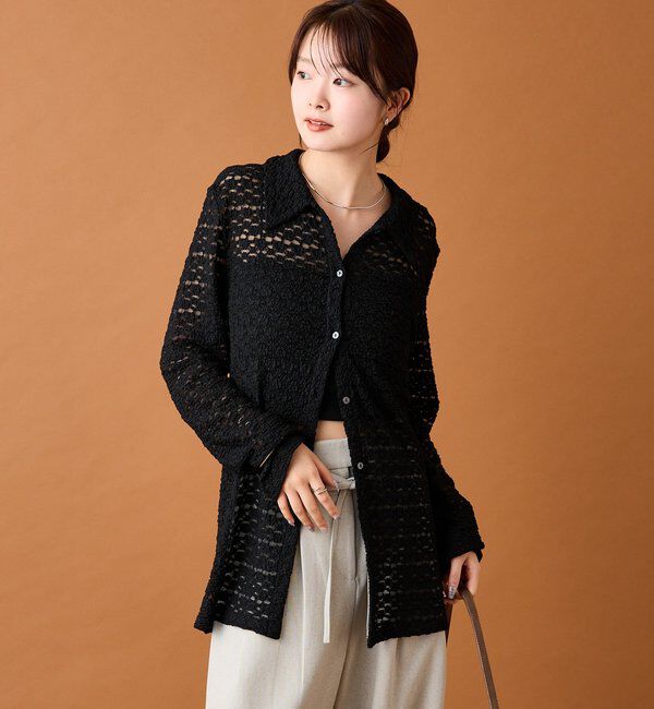  「襟付きレースカーディガン」|カーディガン|